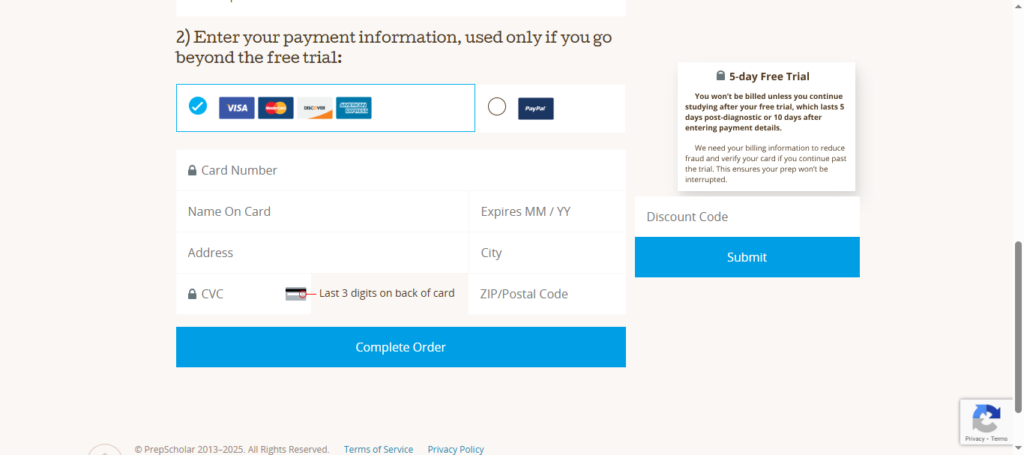 enter payment detail